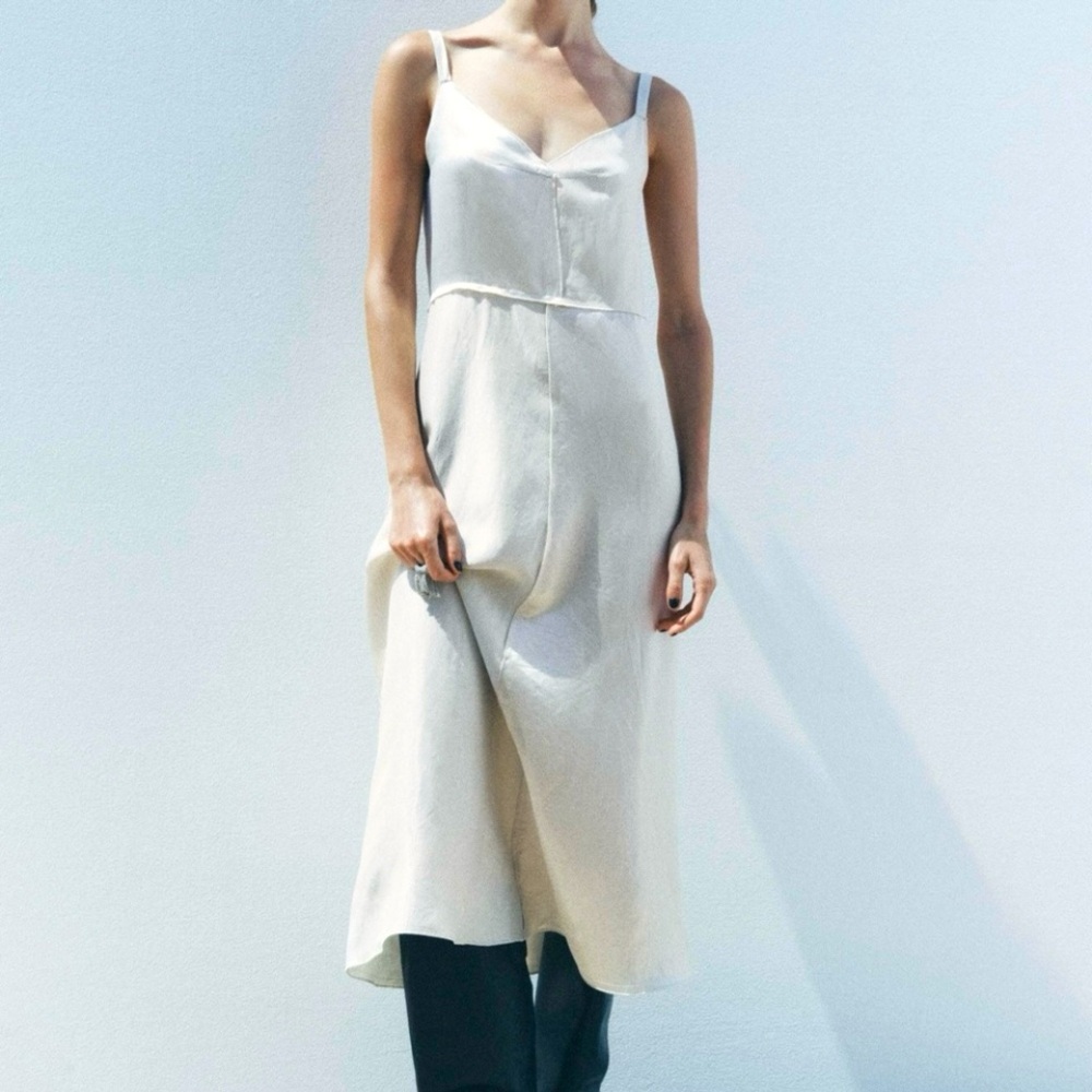 ZARA SATIN ACETATE MIDI DRESS